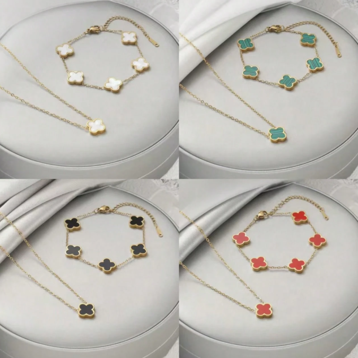 Set elegantes Kleeblatt Schmuckset