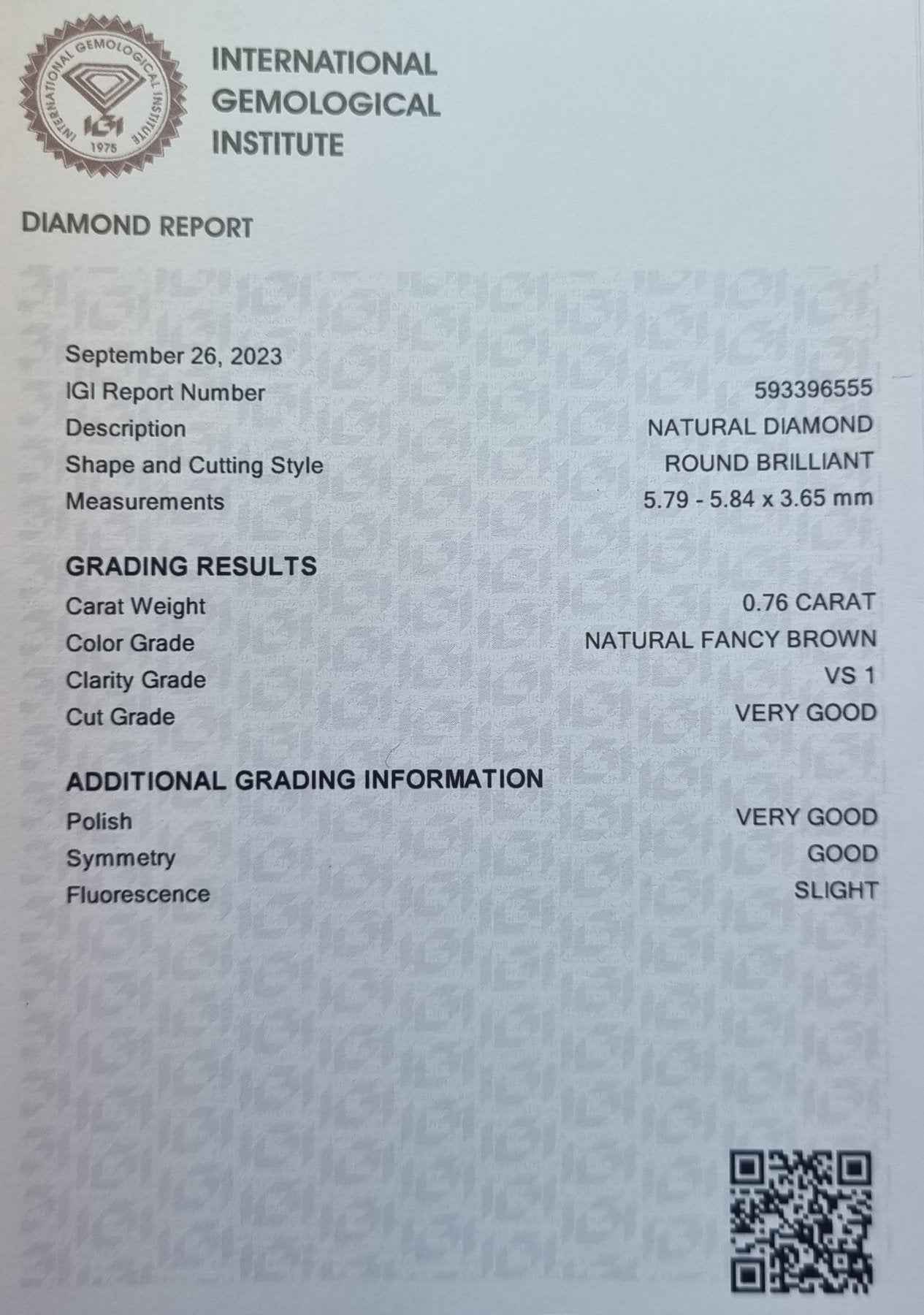 1 Stück Diamanten - 0.76 ct - Rund - Fancy braun - VS1 - Mix und Mehr Shop