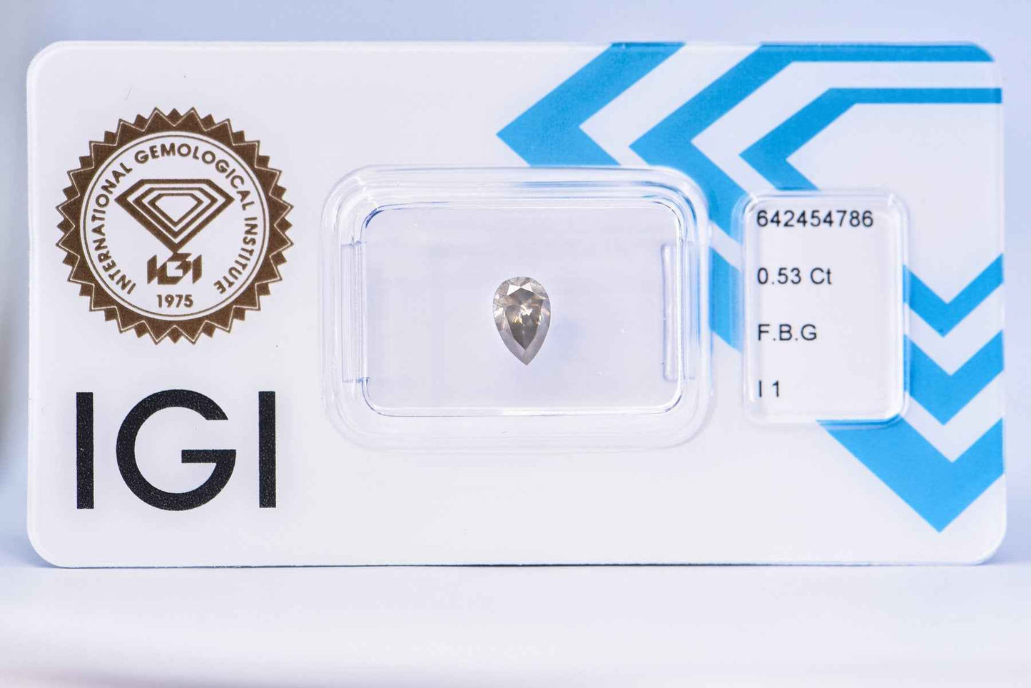 1 Stück Diamant (Natürlich farbig) - 0.53 ct - Birne - Fancy Bräunlich Grau - I1 - Mix und Mehr Shop