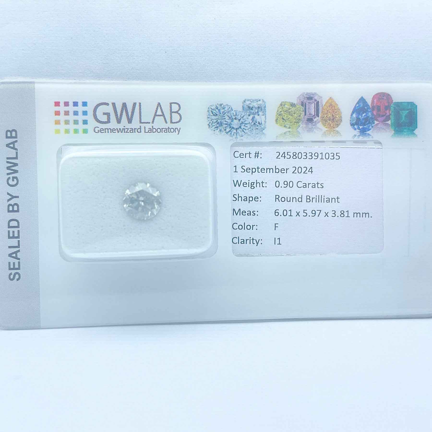 1 Stück Diamant (Natürlich) - 0.90 ct - Rund - F - I1 - Mix und Mehr Shop