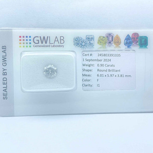 1 Stück Diamant (Natürlich) - 0.90 ct - Rund - F - I1 - Mix und Mehr Shop