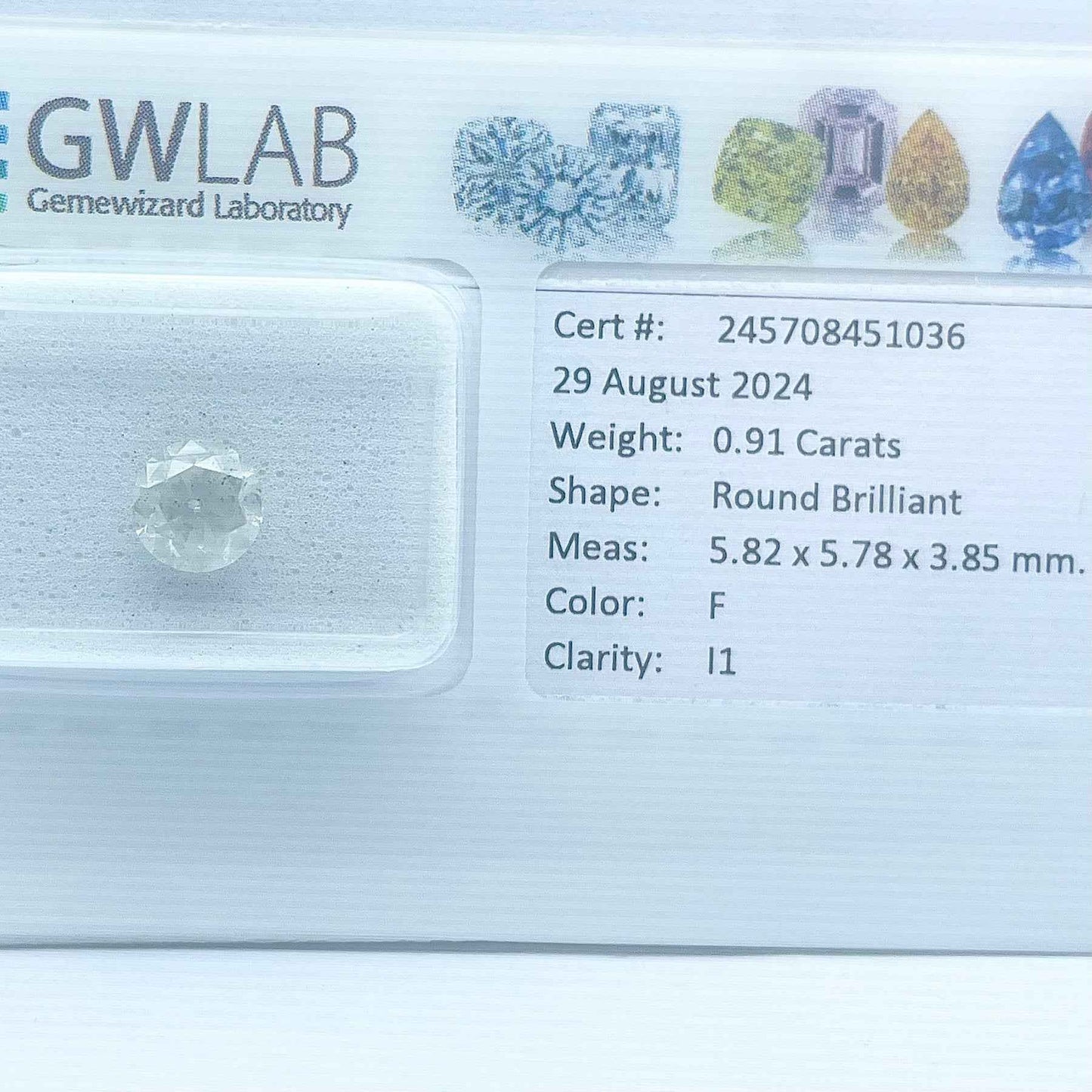 1 Stück Diamant (Natürlich) - 0.91 ct - Rund - F - I1 - Mix und Mehr Shop