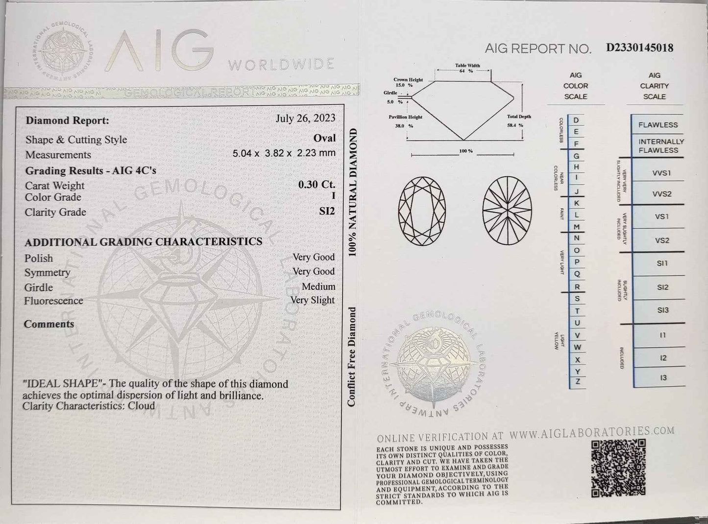 Diamant - 0.30 ct - Oval - I - SI2 - Mix und Mehr Shop