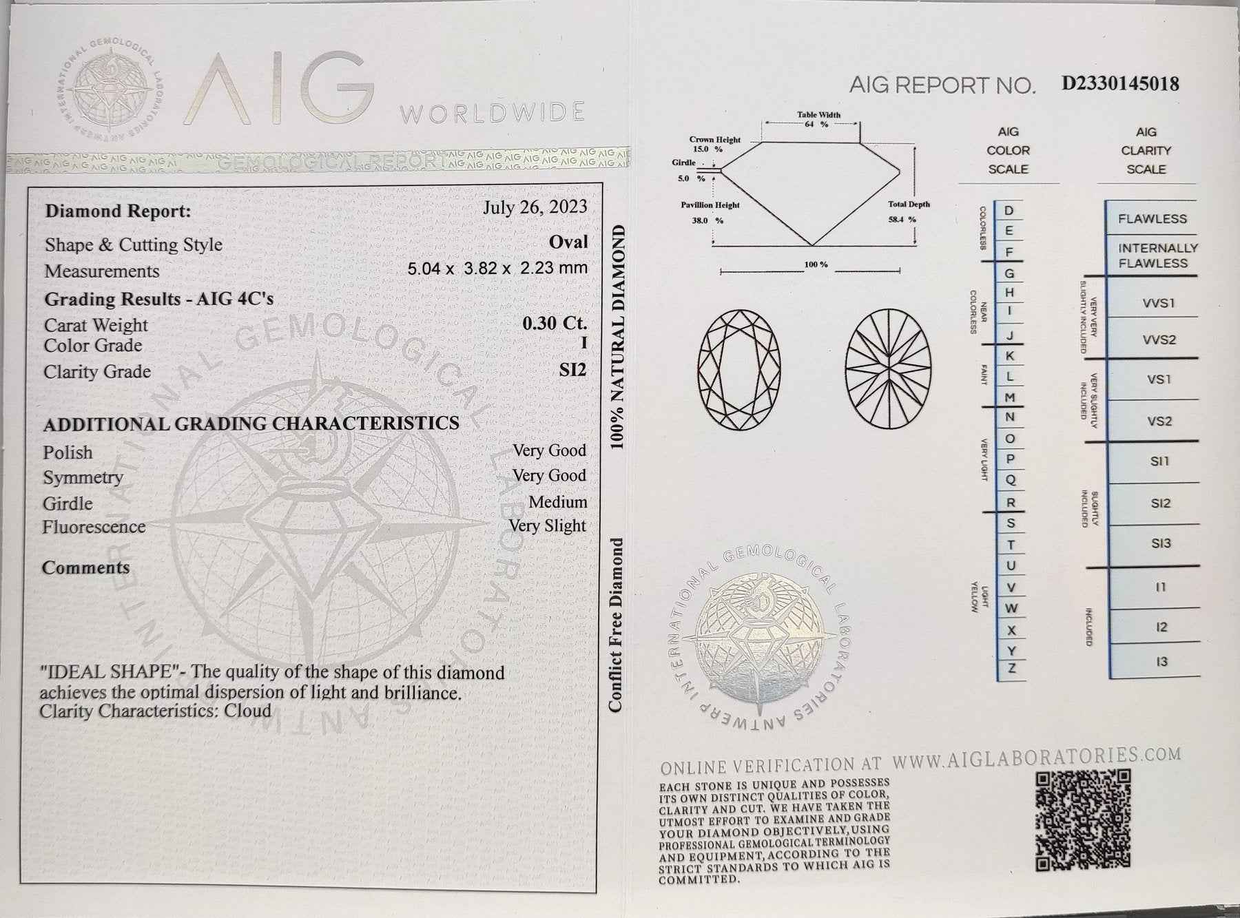 Diamant - 0.30 ct - Oval - I - SI2 - Mix und Mehr Shop