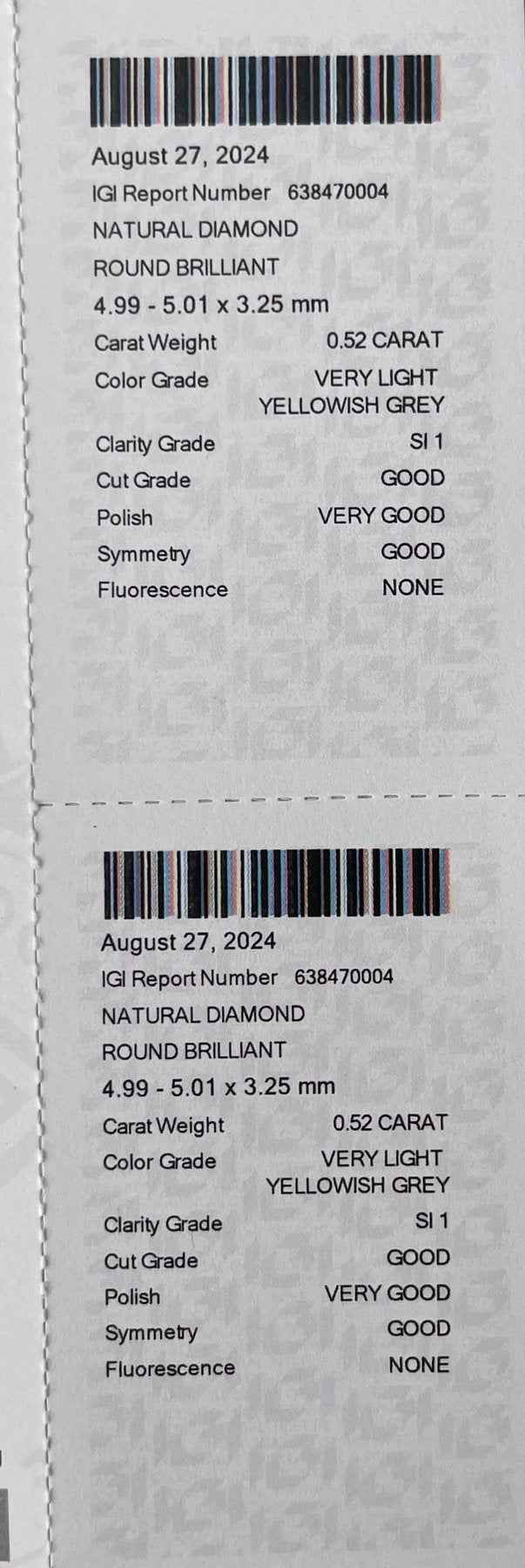 1 Stück Diamant (Natürlich) - 0.52 ct - Rund - SI1 - Mix und Mehr Shop