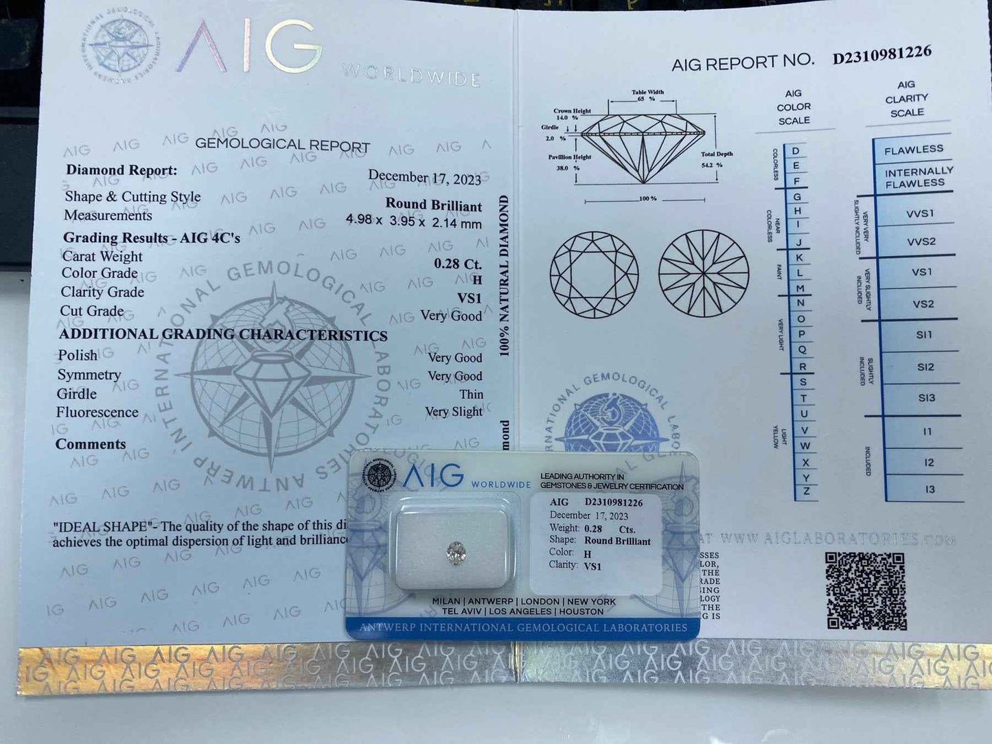 1 Stück Diamanten - 0.28 ct - Rund - H - VS1 - Mix und Mehr Shop