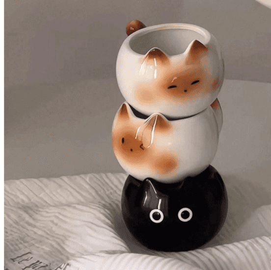 Becher, Keramik, Souvenir, Kreative Tasse, Geschenk ,Katze - Mix und Mehr Shop