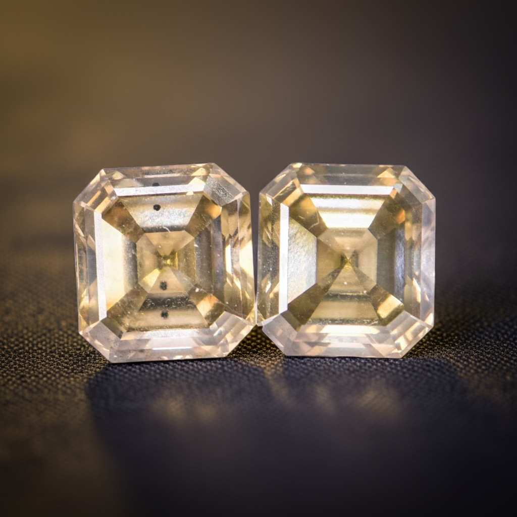 2 Stück Diamant - 2.38 ct - Radiant - Natural Fancy Yellowish Gray - VS2 - SI1 EX VG