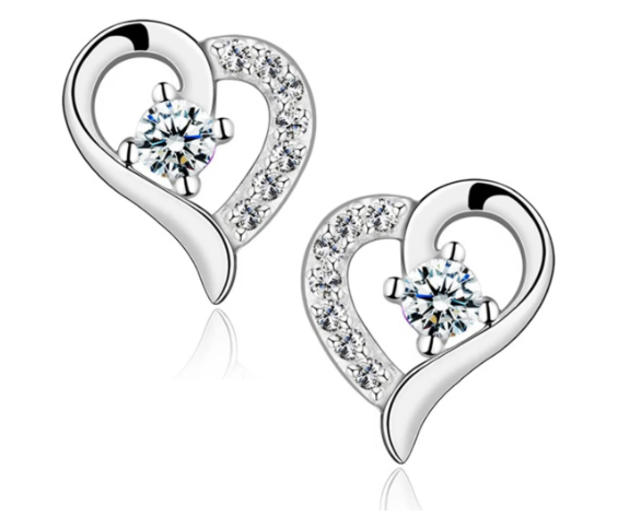 Ohrringe mit Herz echt 925 Sterling Silber