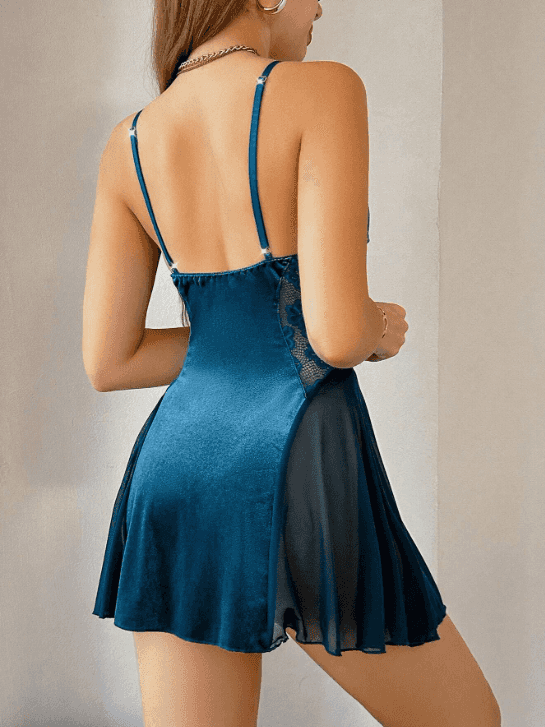 Damen Samtkleid mit Spitzensaum - Mix und Mehr Shop