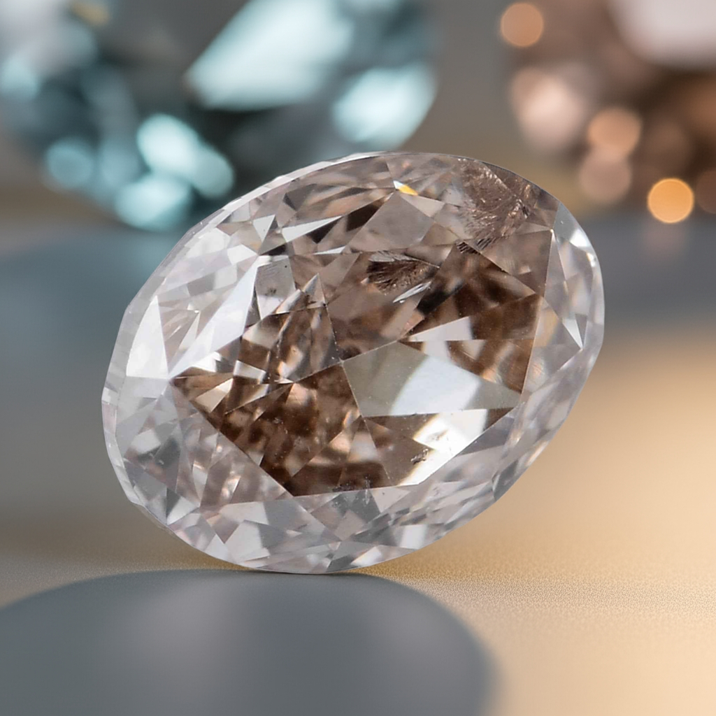 1 Stück Diamant - 0.50 ct - Ovaler Brillant - Natural Fancy Yellowish Brown - I1