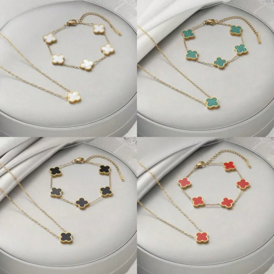 Set elegantes Kleeblatt Schmuckset