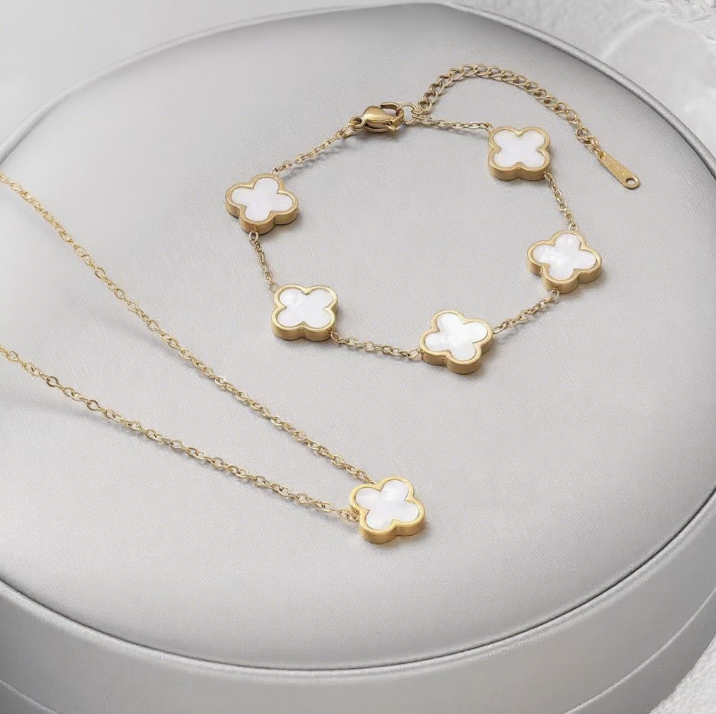 Set elegantes Kleeblatt Schmuckset