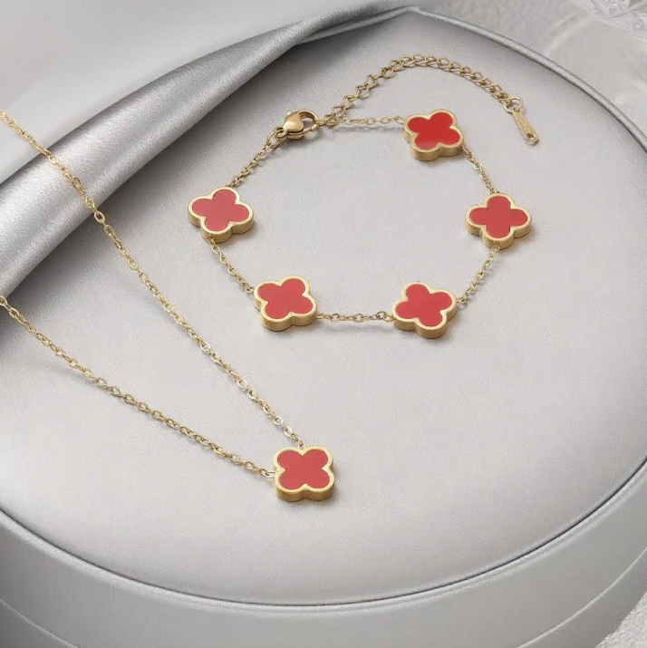 Set elegantes Kleeblatt Schmuckset