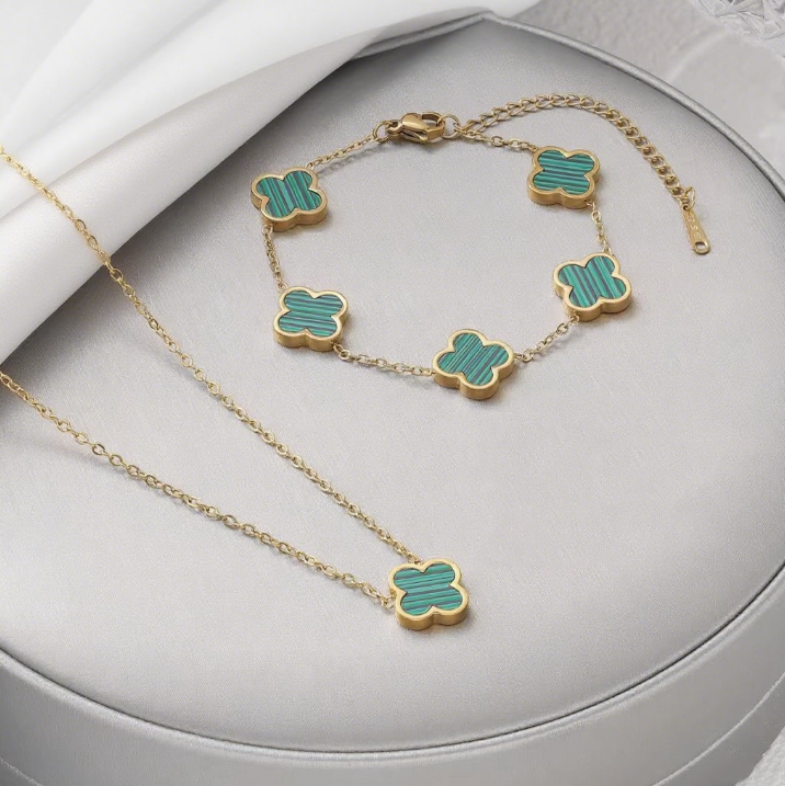 Set elegantes Kleeblatt Schmuckset