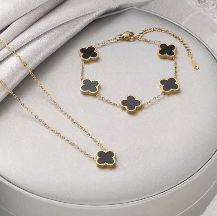 Set elegantes Kleeblatt Schmuckset