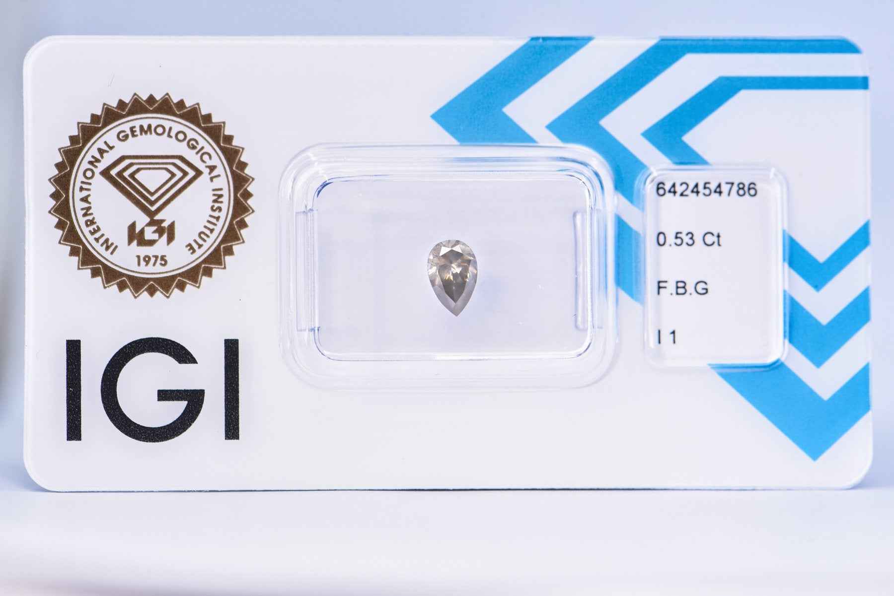 1 Stück Diamant (Natürlich farbig) - 0.53 ct - Birne - Fancy Bräunlich Grau - I1 - Mix und Mehr Shop