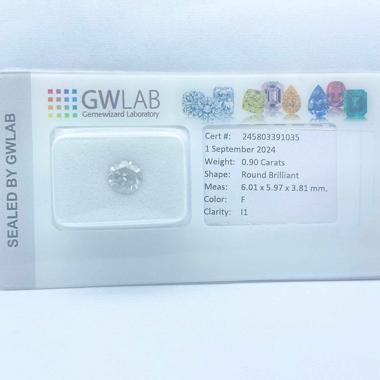 1 Stück Diamant (Natürlich) - 0.90 ct - Rund - F - I1 - Mix und Mehr Shop