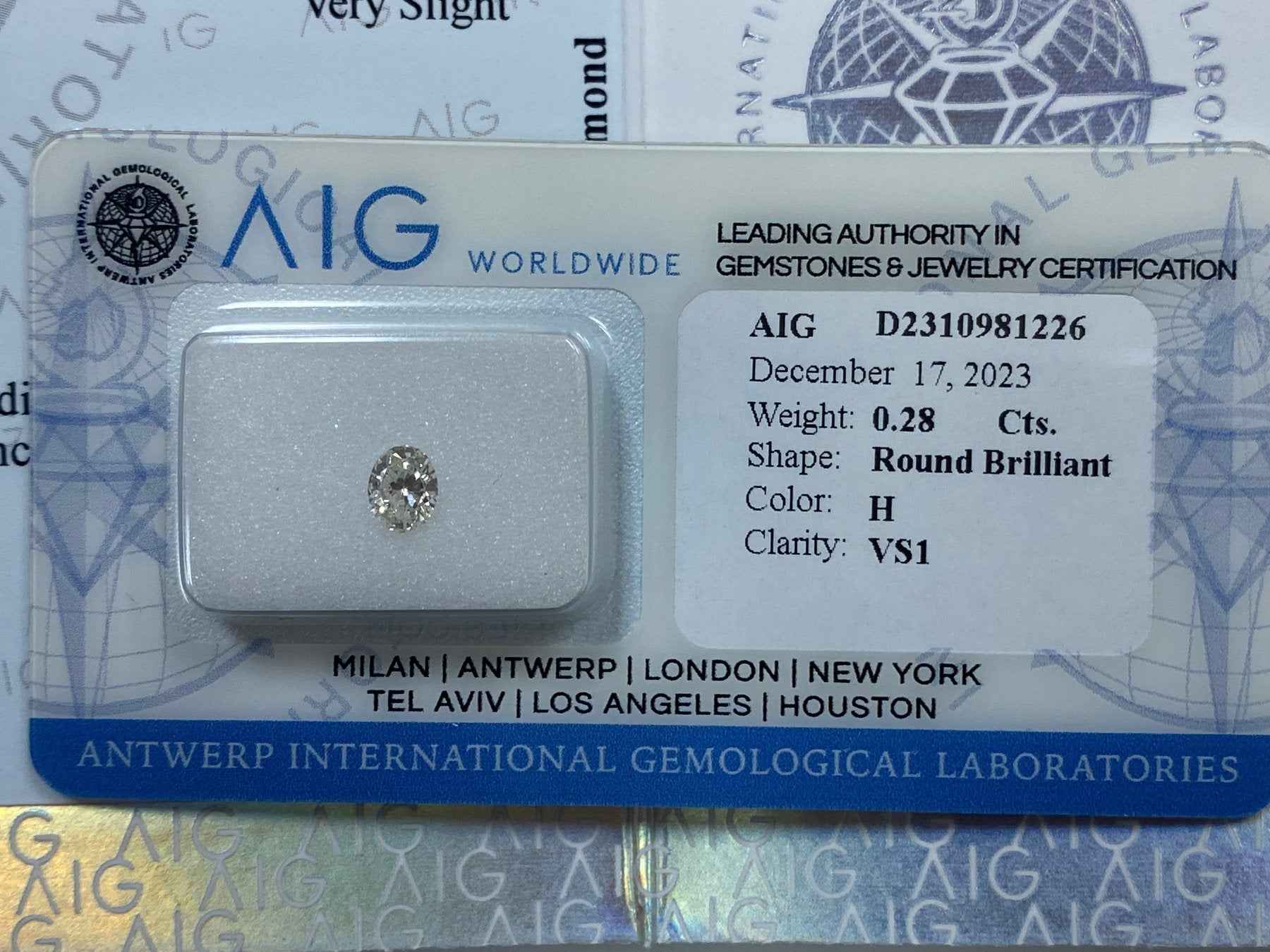 1 Stück Diamanten - 0.28 ct - Rund - H - VS1 - Mix und Mehr Shop