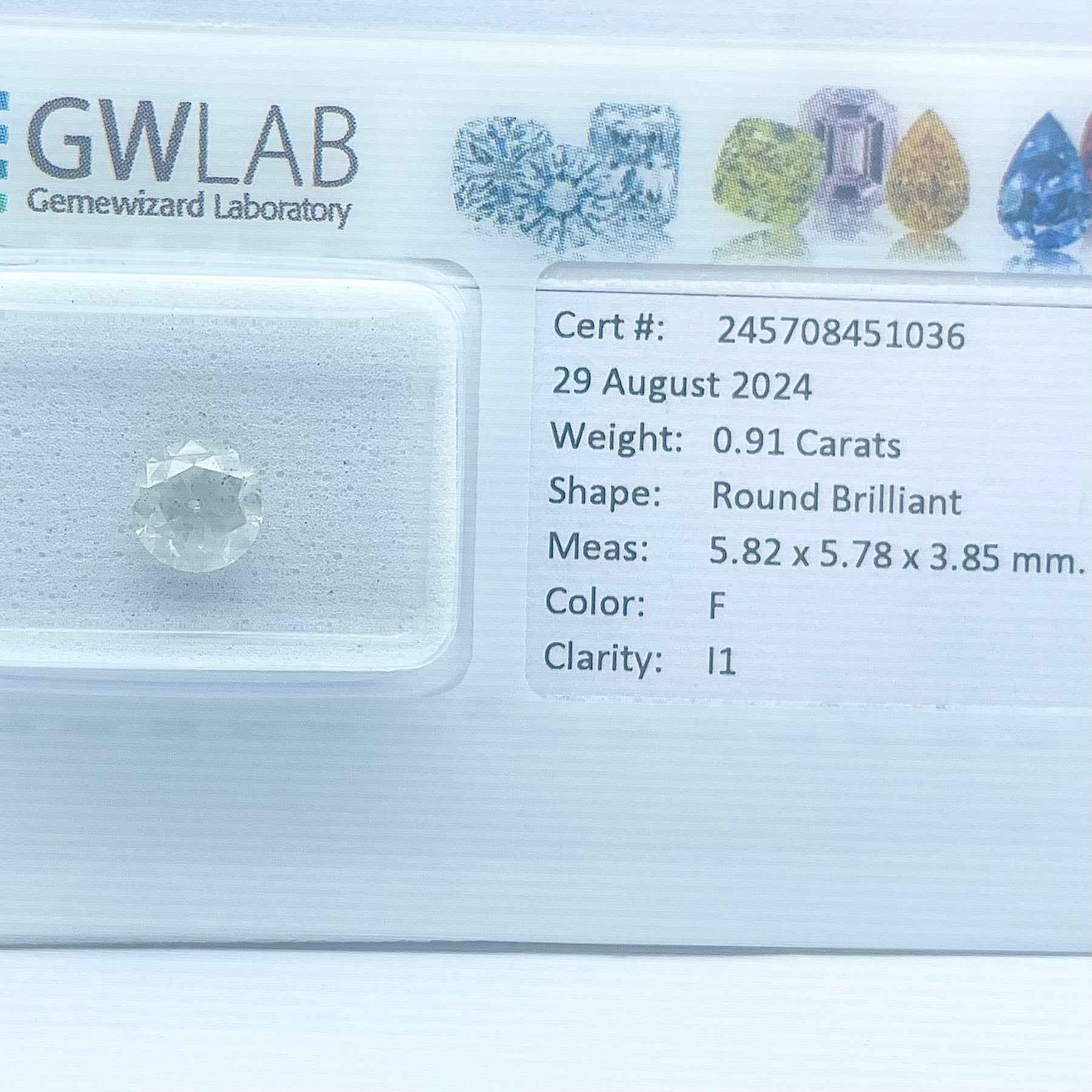 1 Stück Diamant (Natürlich) - 0.91 ct - Rund - F - I1 - Mix und Mehr Shop