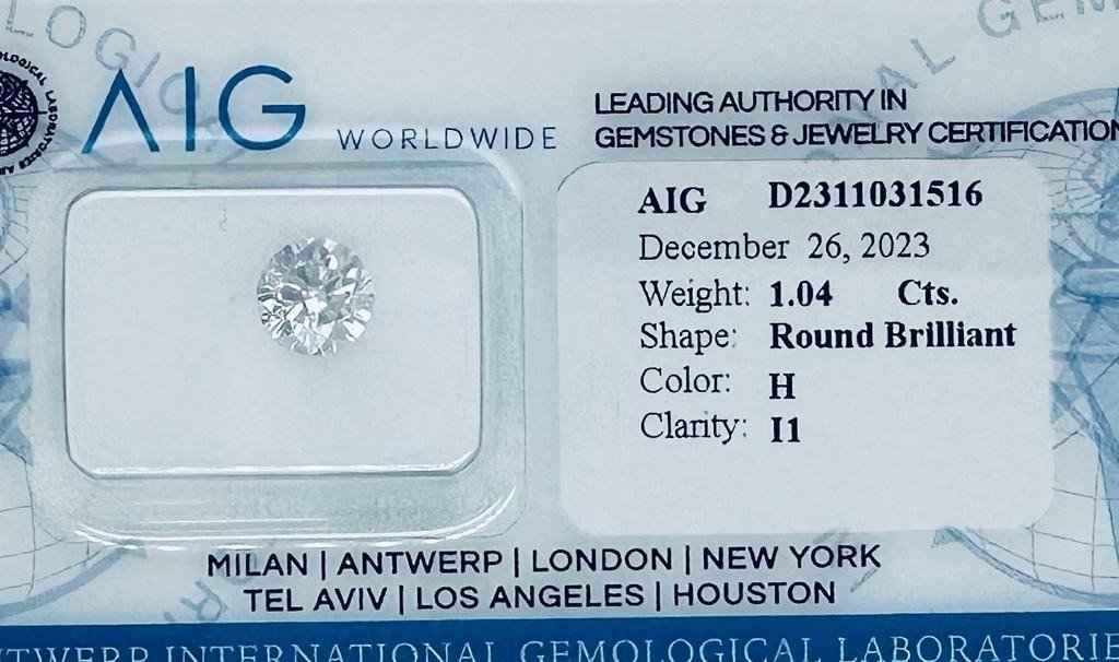 1 Stück Diamant - 1.04 ct - Brillant, Rund - H - I1 - Mix und Mehr Shop