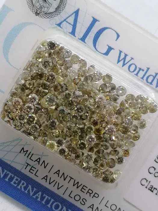 209 Stücke Diamanten - 5.05 ct - Brillant - Mix green yellow brown - SI1, VS1, VS2, VVS1, VVS2 - Mix und Mehr Shop