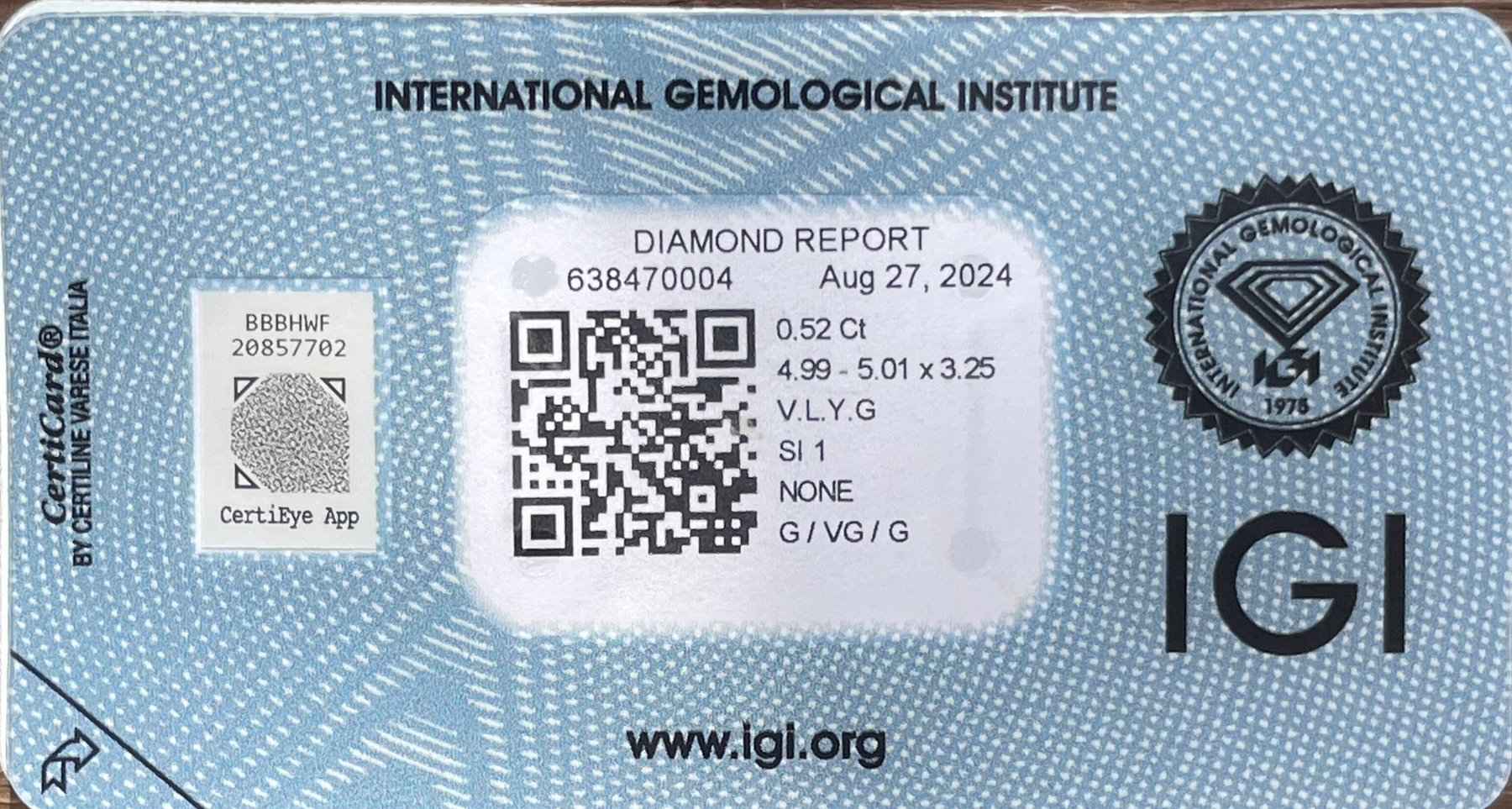 1 Stück Diamant (Natürlich) - 0.52 ct - Rund - SI1 - Mix und Mehr Shop