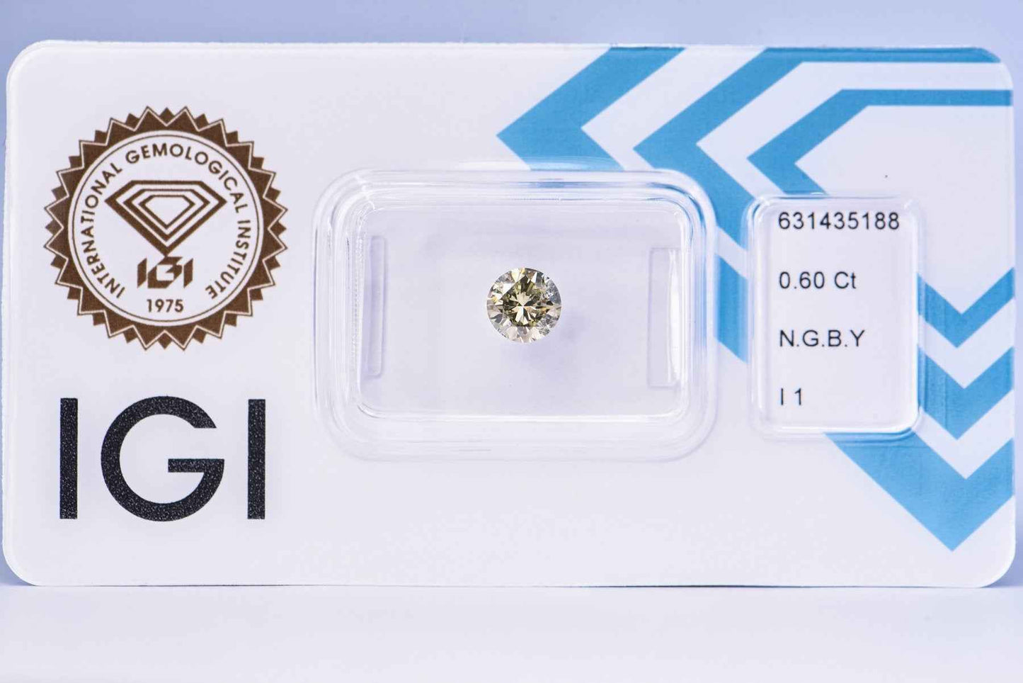 1 Stück Diamant (Natürlich farbig) - 0.60 ct - Rund - Fancy Bräunlich, Grünlich Gelb - I1 - International Gemological Institute (IGI) - Mix und Mehr Shop