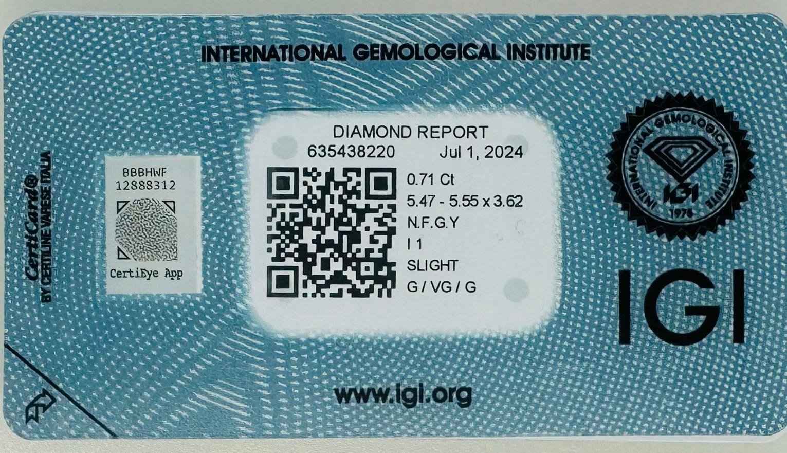 1 Stück Diamant (Natürlich farbig) - 0.71 ct - Rund - Fancy Grünlich Gelb - I1 - Mix und Mehr Shop