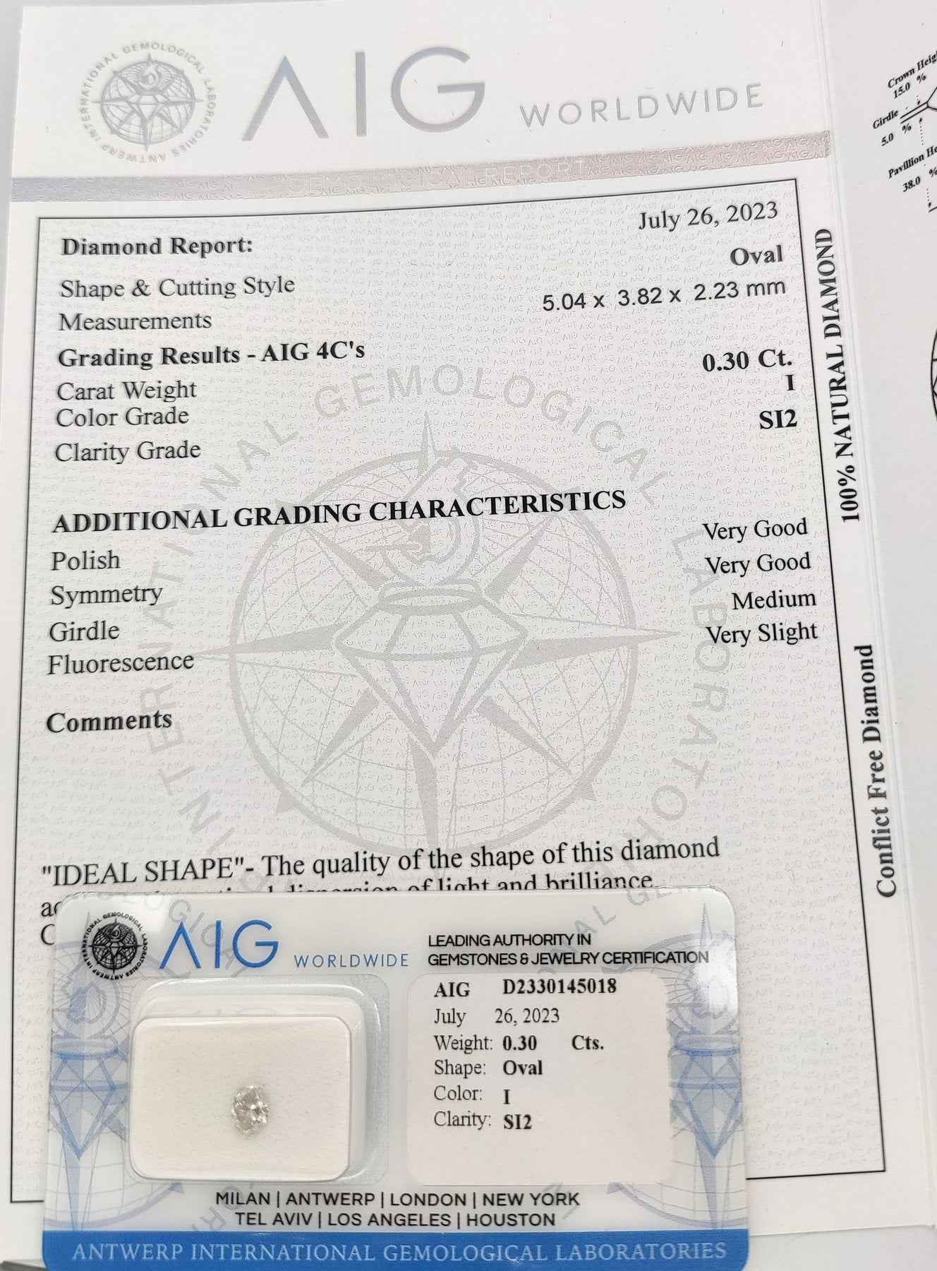 Diamant - 0.30 ct - Oval - I - SI2 - Mix und Mehr Shop