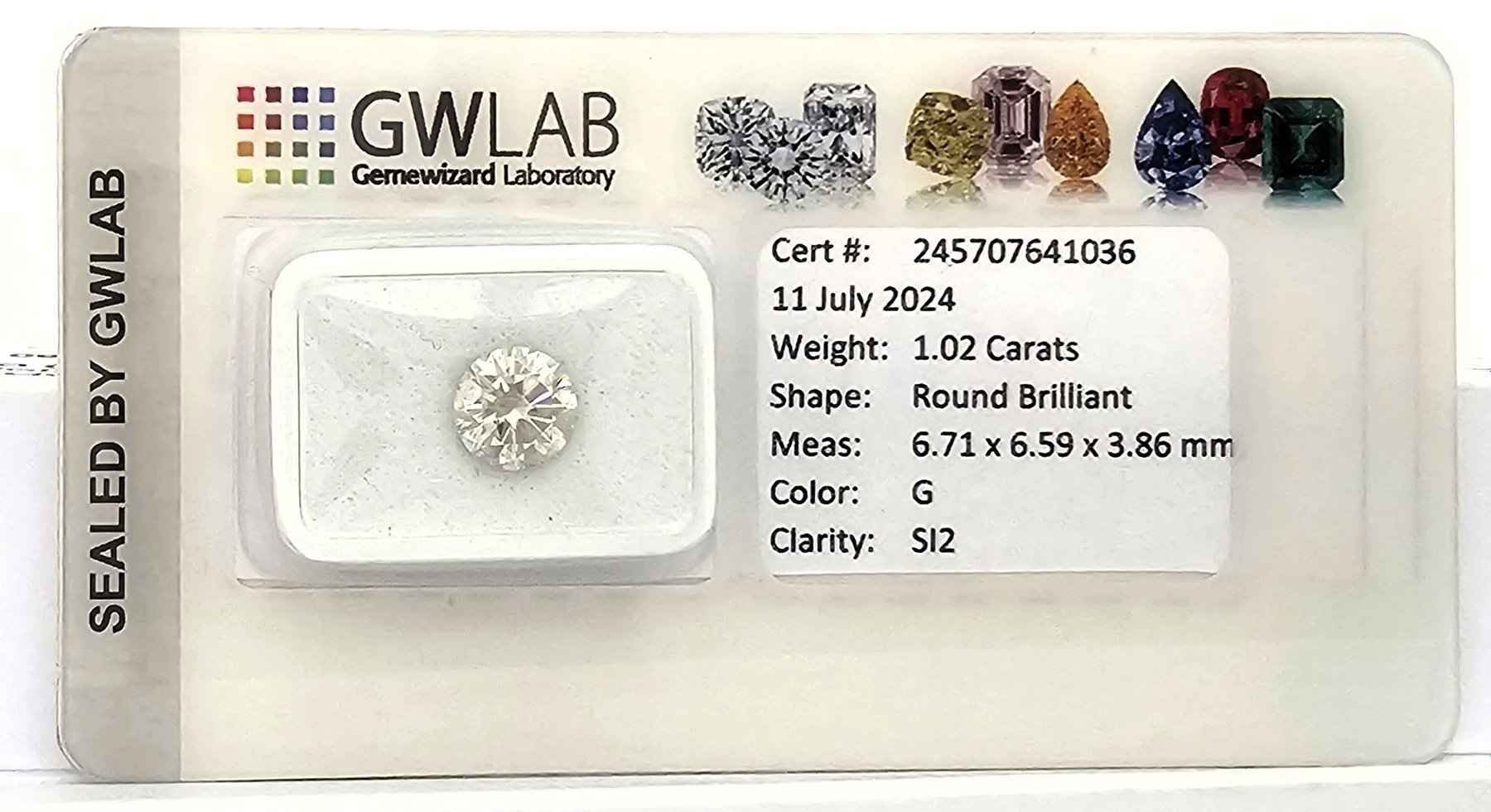 1 Stück Diamant (Natürlich) - 1.02 ct - Rund - G - SI2 - Mix und Mehr Shop