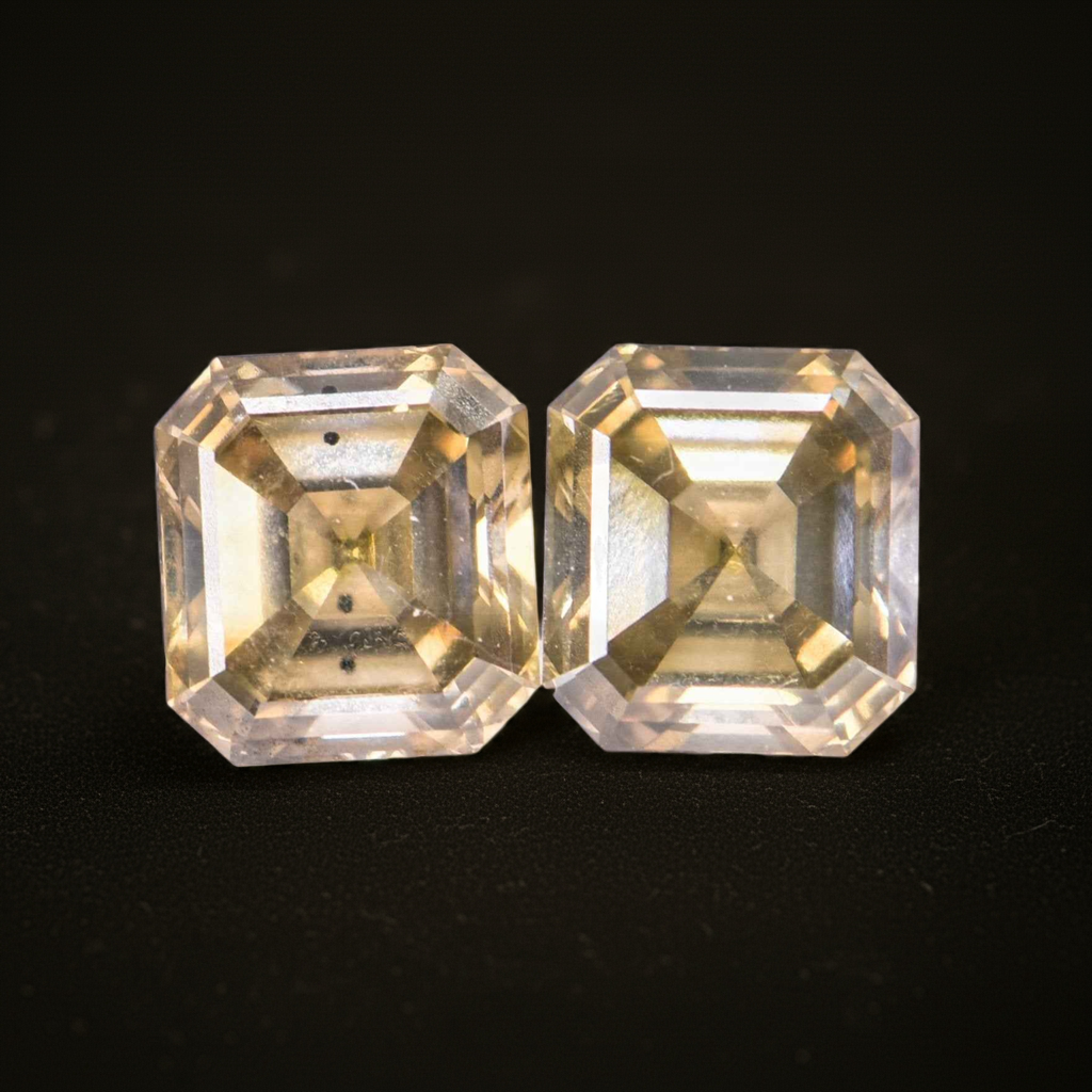 2 Stück Diamant - 2.38 ct - Radiant - Natural Fancy Yellowish Gray - VS2 - SI1 EX VG