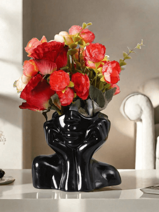 Vase, Keramik facettierte Vase, Frauenkopf Büste Vase - Mix und Mehr Shop