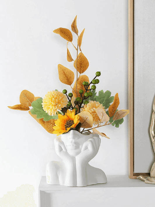 Vase ,Keramik , facettierte , Frauenkopf Büste Vase - Mix und Mehr Shop