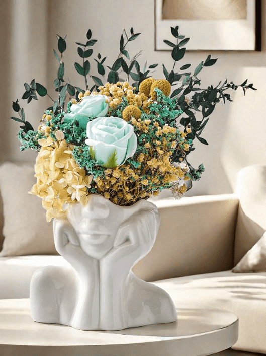 Vase ,Keramik , facettierte , Frauenkopf Büste Vase - Mix und Mehr Shop