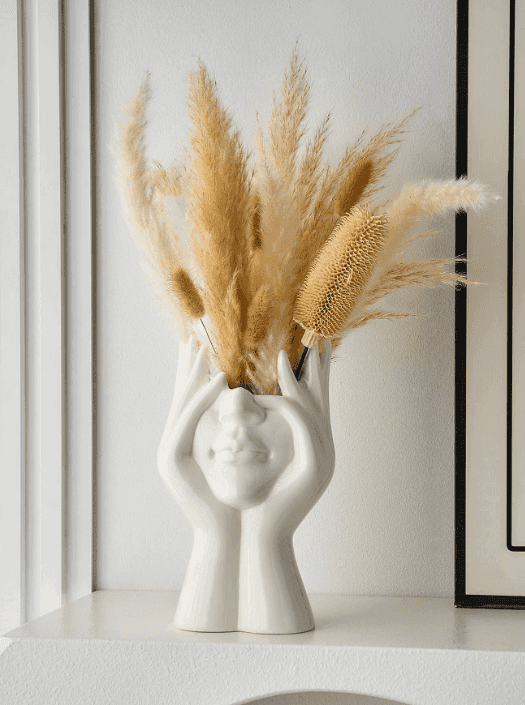 Vase ,Keramik , facettierte , Frauenkopf Büste Vase - Mix und Mehr Shop