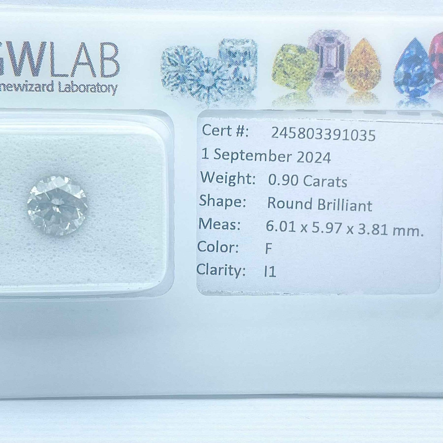1 Stück Diamant (Natürlich) - 0.90 ct - Rund - F - I1 - Mix und Mehr Shop