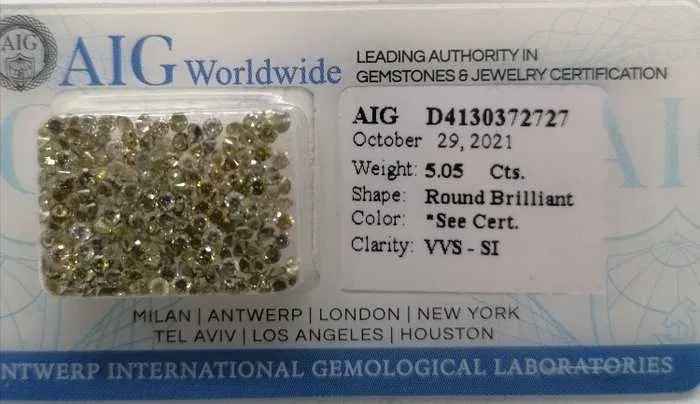 209 Stücke Diamanten - 5.05 ct - Brillant - Mix green yellow brown - SI1, VS1, VS2, VVS1, VVS2 - Mix und Mehr Shop