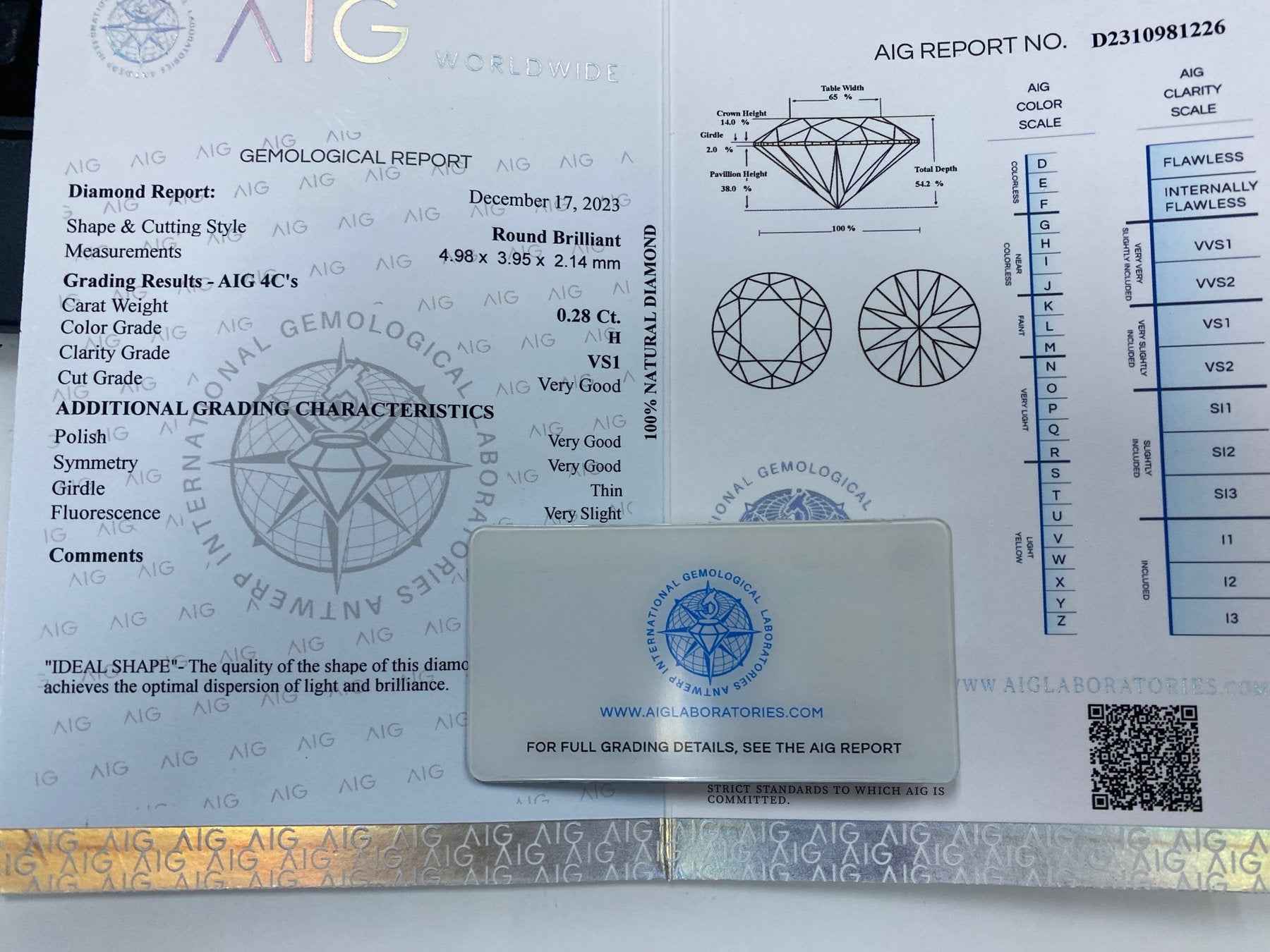 1 Stück Diamanten - 0.28 ct - Rund - H - VS1 - Mix und Mehr Shop