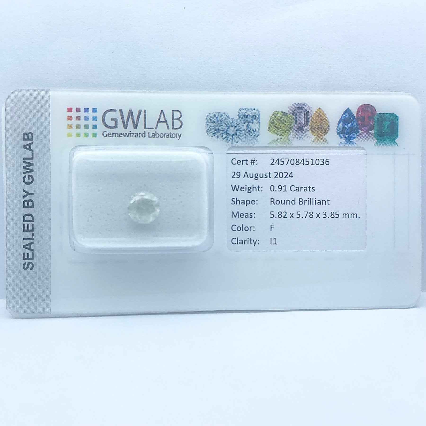 1 Stück Diamant (Natürlich) - 0.91 ct - Rund - F - I1 - Mix und Mehr Shop
