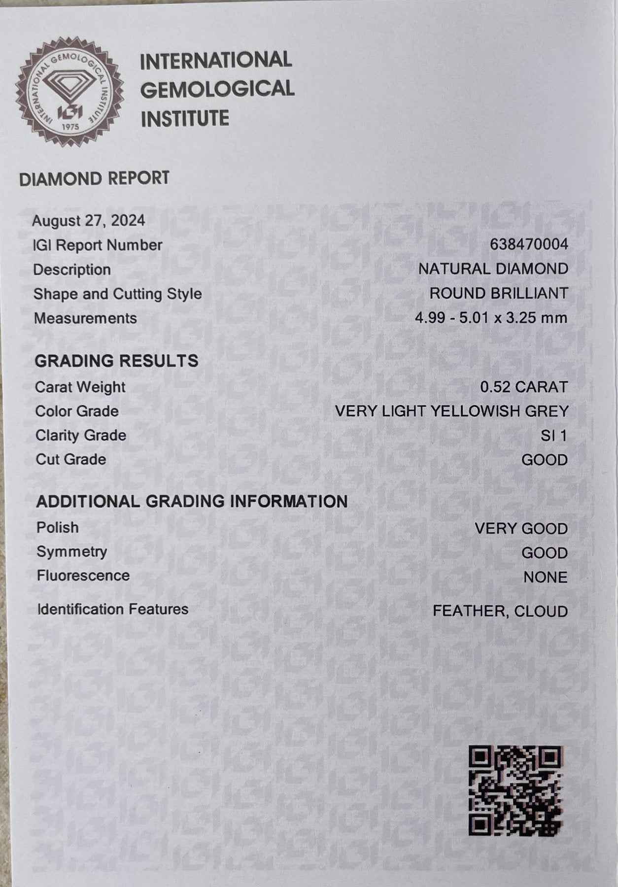 1 Stück Diamant (Natürlich) - 0.52 ct - Rund - SI1 - Mix und Mehr Shop