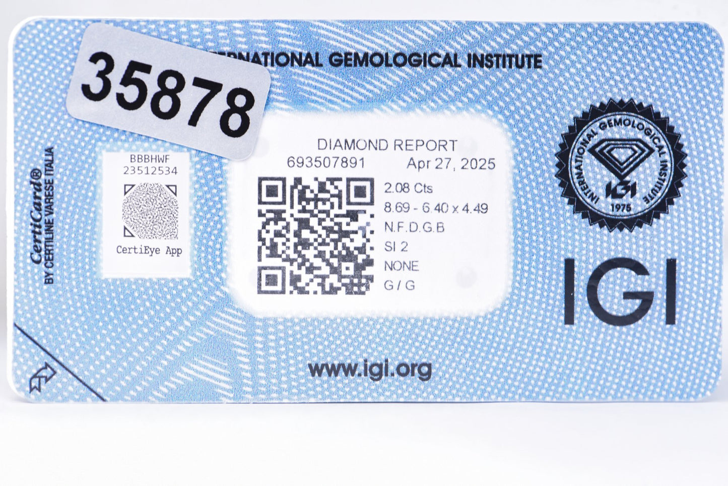 1 Stück Diamant (Natürlich farbig) - 2.08 ct - Oval - Fancy dark Grau Braun - SI2 - International Gemological Institute (IGI)