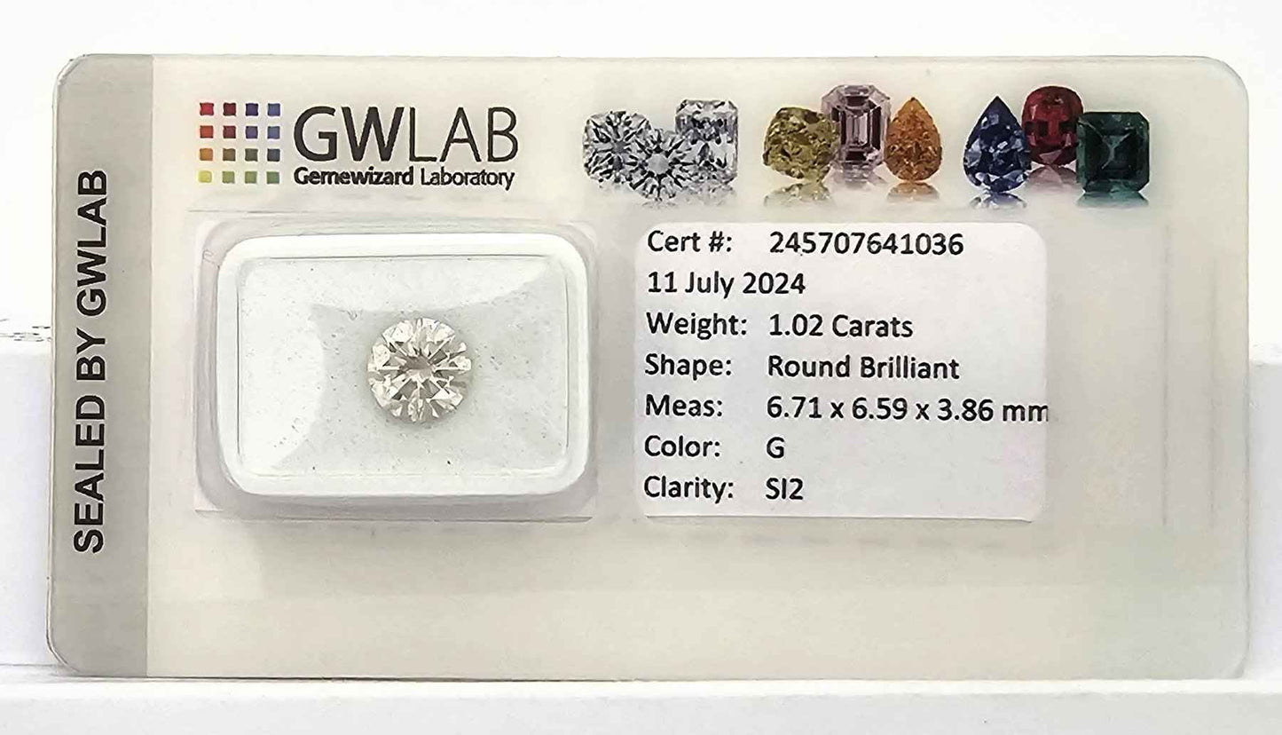 1 Stück Diamant (Natürlich) - 1.02 ct - Rund - G - SI2 - Mix und Mehr Shop