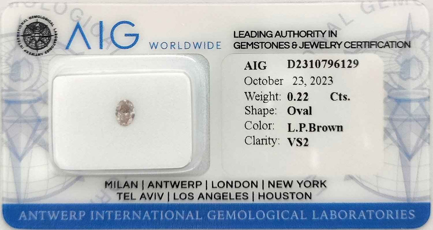 Diamant - 0.22 ct - Oval - Light Pinkish Brown - VS2 - Mix und Mehr Shop