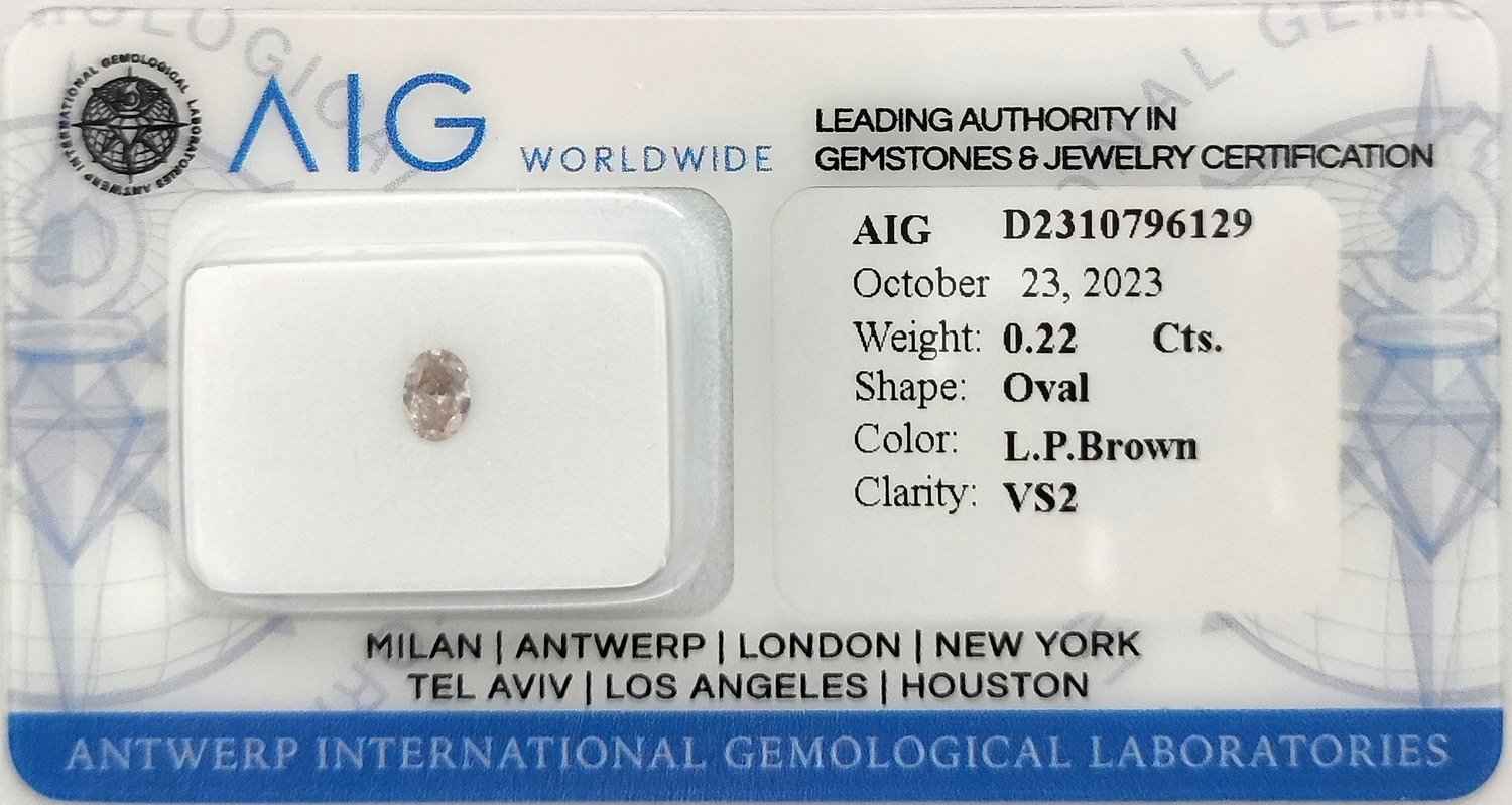 Diamant - 0.22 ct - Oval - Light Pinkish Brown - VS2 - Mix und Mehr Shop