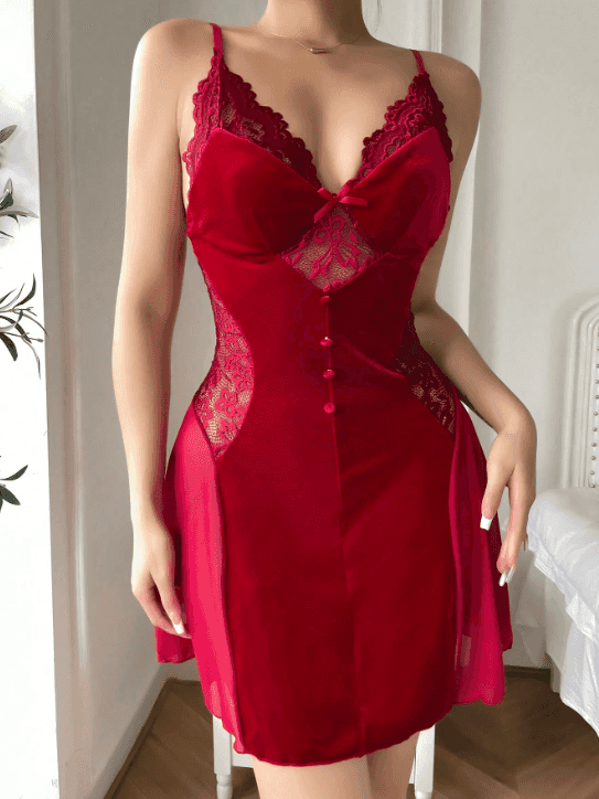 Nachthemd Weinroter rückenfrei Camisole - Mix und Mehr Shop