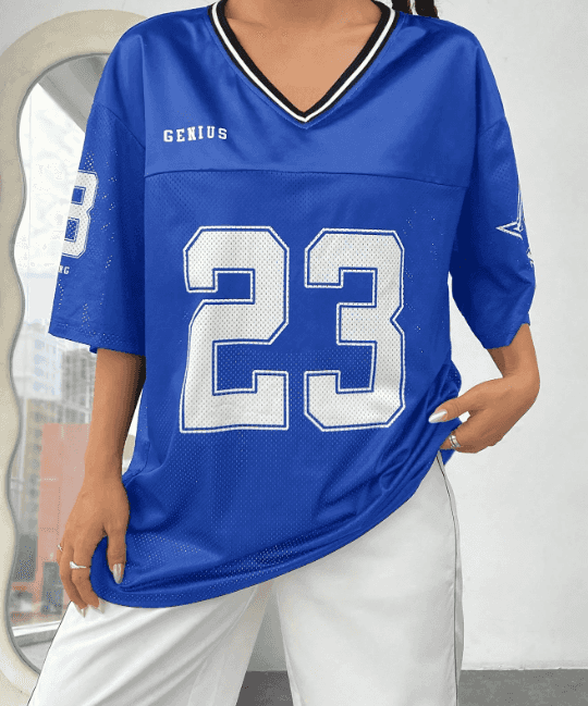 Damen T-Shirt mit Startnummer Muster - Mix und Mehr Shop