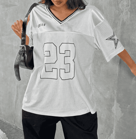 Damen T-Shirt mit Startnummer Muster - Mix und Mehr Shop