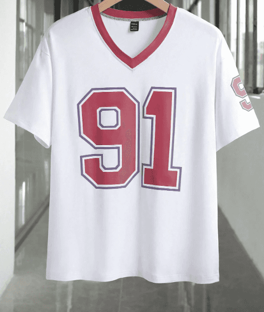 Damen Sommer Nummer Muster V-Ausschnitt Kurzarm T-Shirt Grafik-Tees Damen Tops - Mix und Mehr Shop