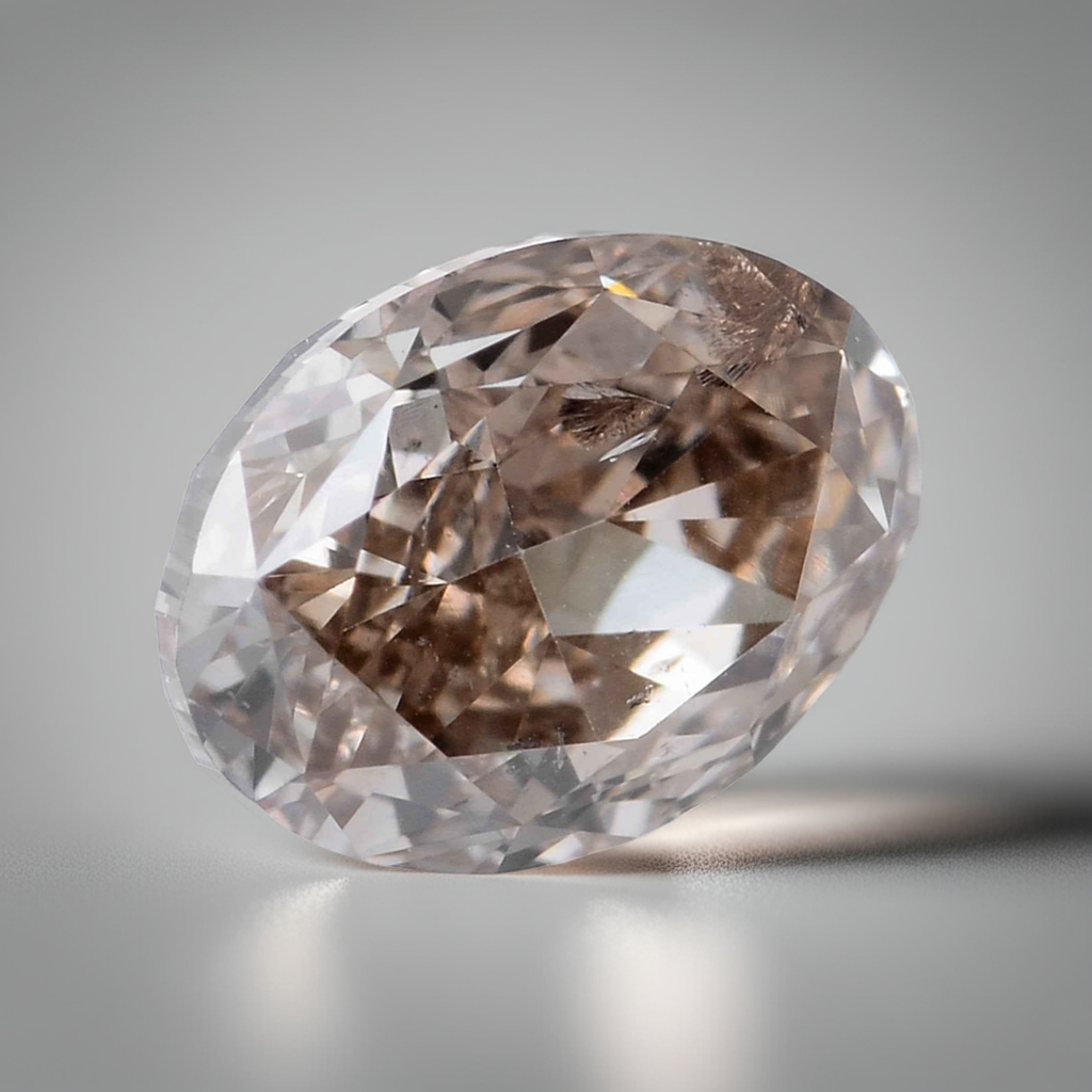 1 Stück Diamant - 0.50 ct - Ovaler Brillant - Natural Fancy Yellowish Brown - I1